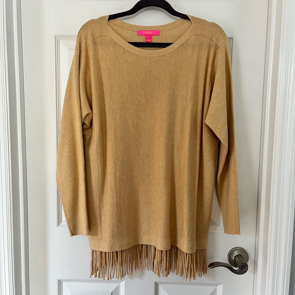 Lilly Pulitzer Gold Fringe Sweater